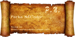 Perka Nándor névjegykártya